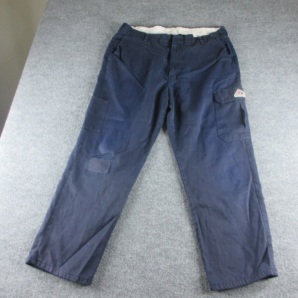 Bulwark Cargo Pants Mens 36x28 Blue Flame Resistant Canvas FR Utility Workwear